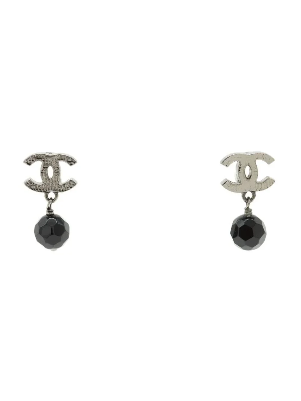 Chanel CC Logo Swingearrings Metal Black Stone Gun Metallic 09 Earrings